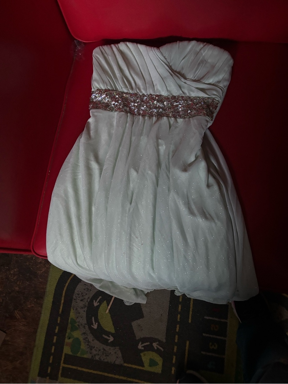 My Michelle Mint Green Formal Dress with Pink Accents